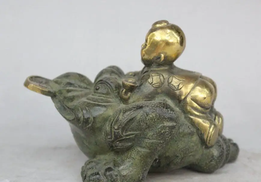 

Details about 5" Chinese Feng Shui Bronze Gilt Golden Toad Spittor Tong Zi Kid Wealth Statue