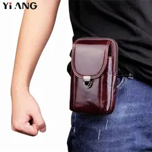 YIANG мужская сумочка на ремне поясная сумка из мягкой натуральной кожи поясная сумка для мобильного телефона поясная сумка маленькая поясная Сумка Многофункциональная коричневая