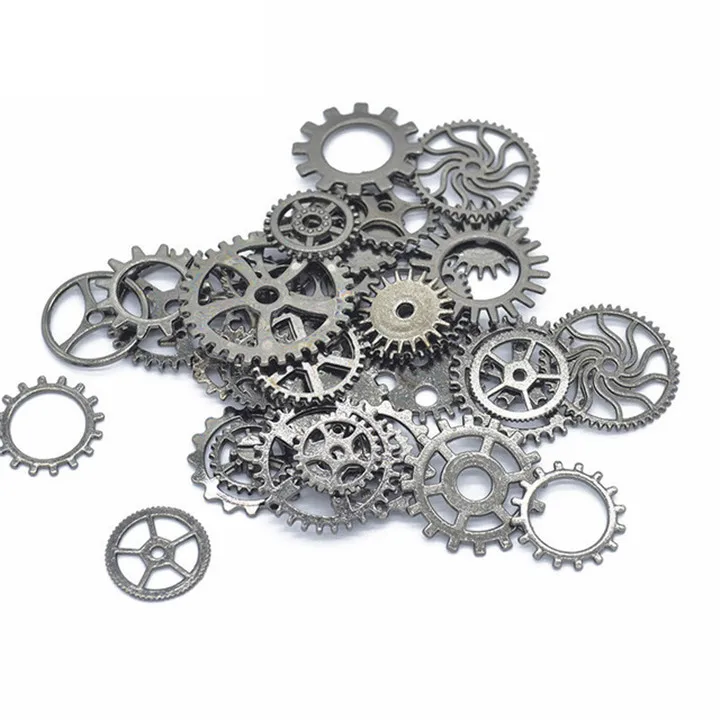 6 50g Steampunk Gears DIY Jewelry Accessories Gold Silver Gears Cog Wheel Charms Pendant Bracelet Accessories Diy Jewelry Making