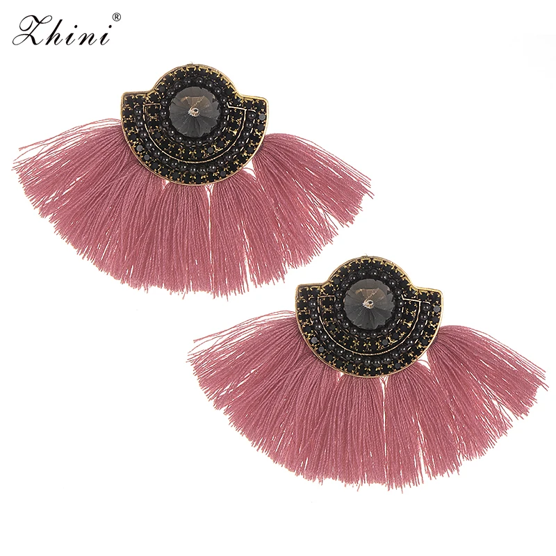 Модные длинные серьги ZHINI с кисточками для женщин желтыми кристаллами фотография