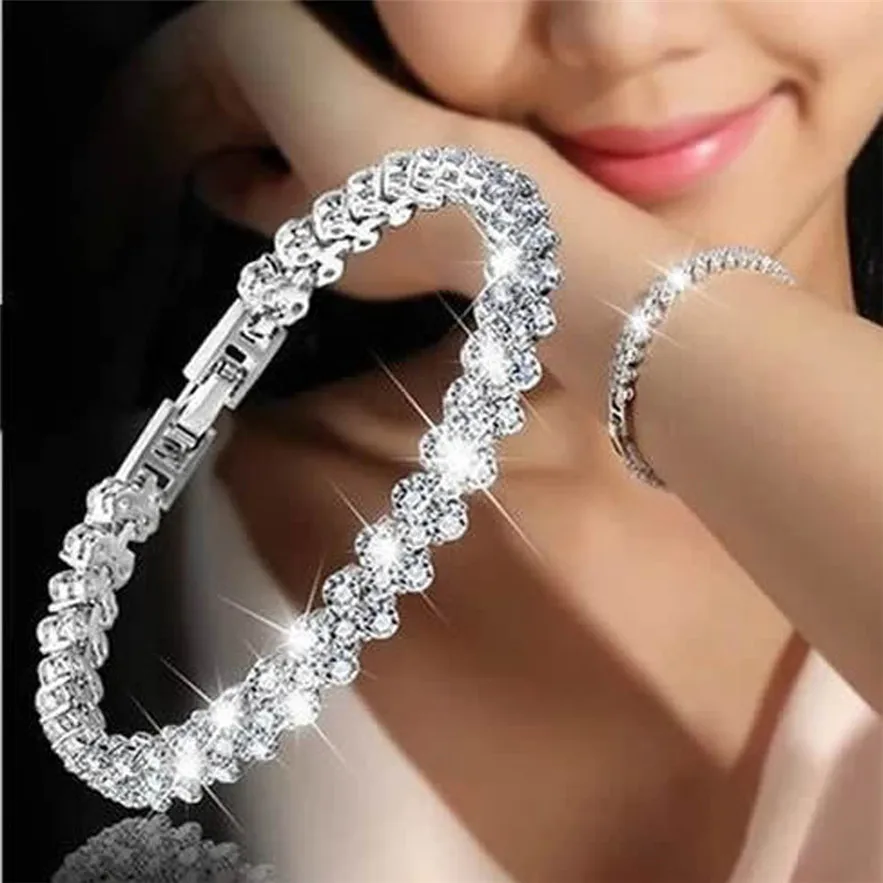

Diomedes Crystal Bracelets Women Gold/Silver Plated Link Bracelet Bangle Fashion Rhinestone Jewelry For Women 2017 Gift #23