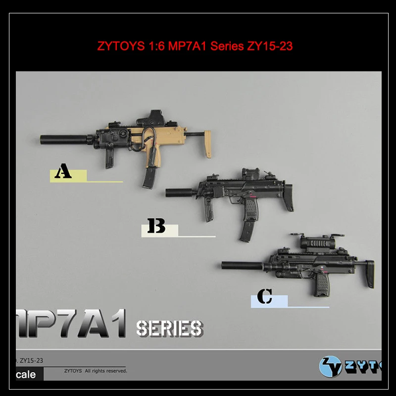 

ZY15-23 1/6 Scale MP7A1 A/B/C 3 Styles Gun Weapon Model Toy Fit 12" Soldier Action Figure Dolls Accessories Collections
