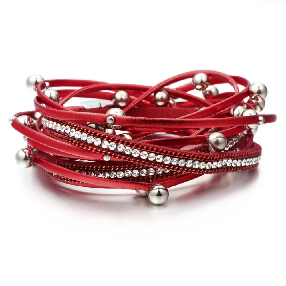 

2018 Colorful Leather Bracelet Punk Style Multilayer Bracelets & Bangles Couro Rivet Jewelry For Women /Men pulseras