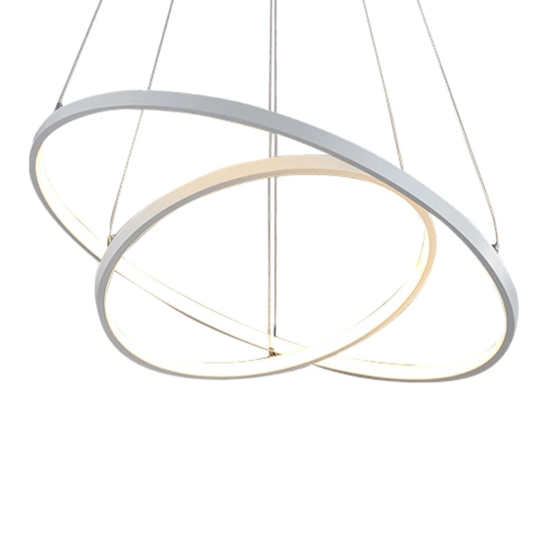 Modern simple LED pendant lights 3 circle rings acrylic aluminum body