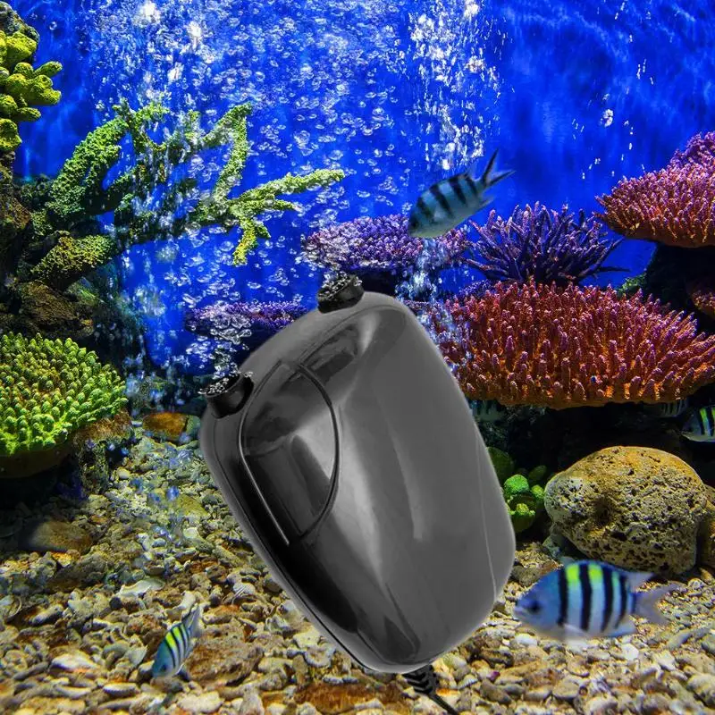 Aquarium Air Pump Fish Tank Mini Silent Compressor Single Double Outlet Oxygen
