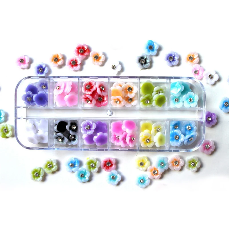 

12 Colors 3D Flower Nail Art Decorations Flowers for Nails Rhinestone Nail Charms Natural Dry Flower Charms Finger Decoration