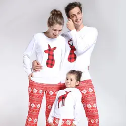 Семейные рождественские пижамы с рисунком оленя и снежной погоды, топ с длинными рукавами и штаны, комплекты из двух предметов, одежда для