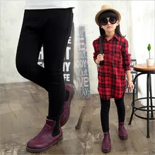 Осенние Универсальные леггинсы для девочек узкие брюки с эластичной резинкой на талии детские брюки черного цвета