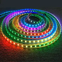 WS2812B 30/60/144 светодиодов/m Smartled RGB индивидуально адресуемых DC5V светодиодные полосы света черный/белый PCB IC WS2812 пиксельные полоски