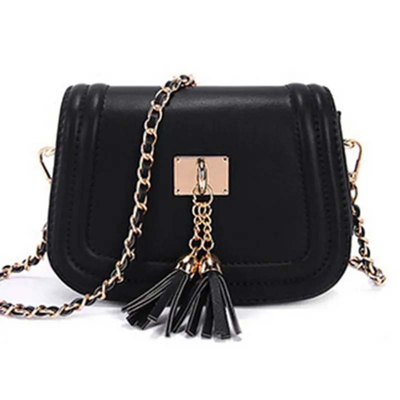 2016 Spring and Summer Mini Tassel Chain Bag Women Small Bags Pu Leather Women Shoulder Bag Women Clutches