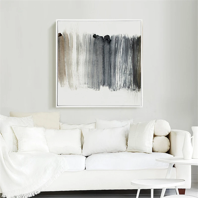 

HAOCHU Minimalism Abstract Brush Mark Unique Art Canvas Painting Oil Poster Frameless Wall Pictures for Living Room Hotel Decor