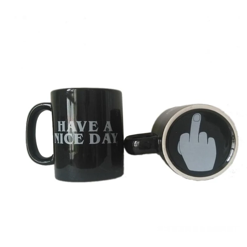 

KHGDNOR Have a Nice Day Coffee Cup Middle Finger Funny Cup Creative Mug Cup for Coffee Milk Tea Black White Mug