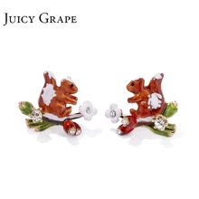 Hand painted Enamel glaze Squirrel Snow Flake Branches Earrings Fashion Jewelry Charm D For Kids Or Women |