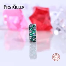 FirstQueen 925 серебро зеленый и бирюзовый мозаика элегантная блестящая клипса бусины подходят для женщин Браслеты и ожерелья ювелирные изделия аксессуары