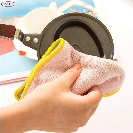 Reversible Microfiber Rag Strong Water Absorption Kitchen Washing Cleaning Cloths Dishwashing