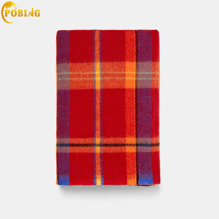 red plaid cashmere scarf