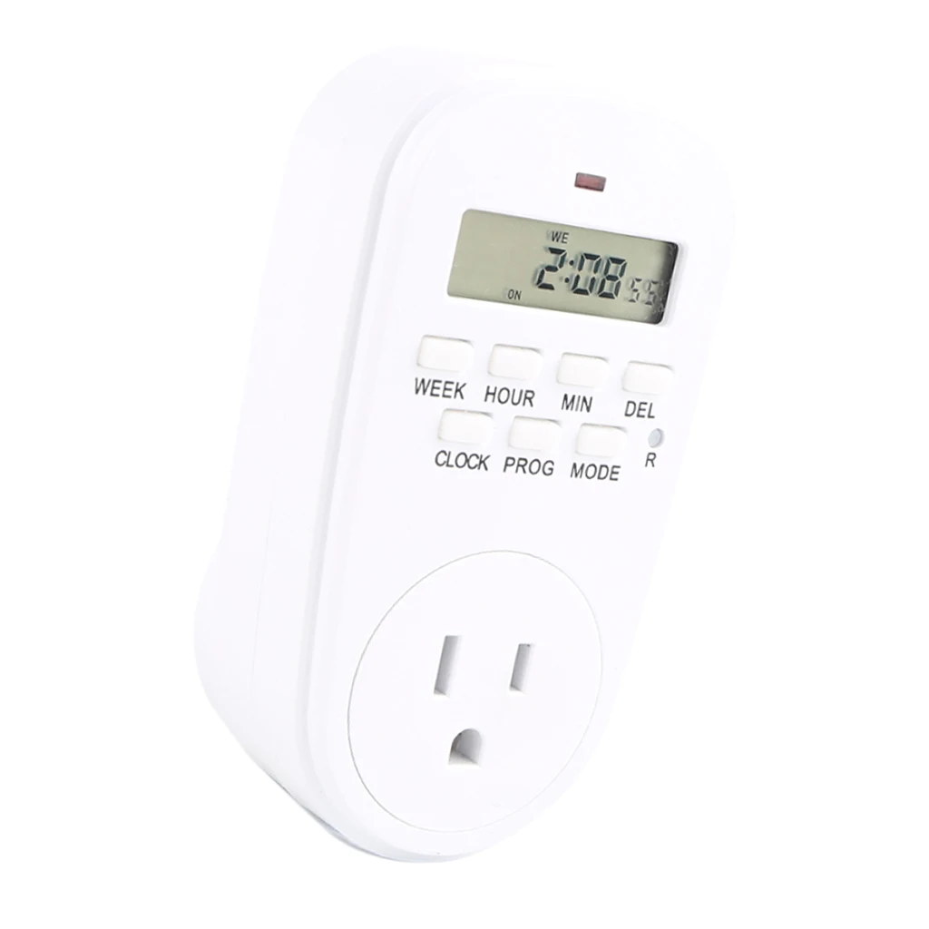7 Day / 24 Hour Programmable Digital Weekly Light Switch Timer US Plug for Home Appliance Electrical Outlet Socket