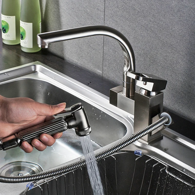 Fapully Kitchen Sink Faucet Brushed Nickel Faucet Torneira All Around Rotate Swivel Kitchen Mixer Tap Fapully Kitchen Sink Faucet Brushed Nickel Faucet Torneira All Around Rotate Swivel Kitchen Mixer Tap