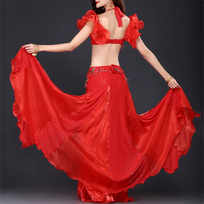Костюмы для танца живота, женский костюм для танца живота, карнавальный Комплект для танца, индийская одежда Болливуда, Женская экзотическая танцевальная одежда DN1399