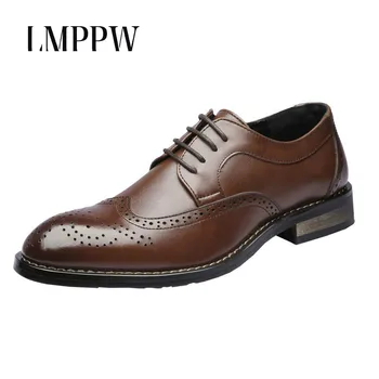 

Large Size 48 New Business Men's Shoes Bullock Oxford Shoes Fashion Vintage Men's Leather Dress Shoes Black Groom Wedding Shoes