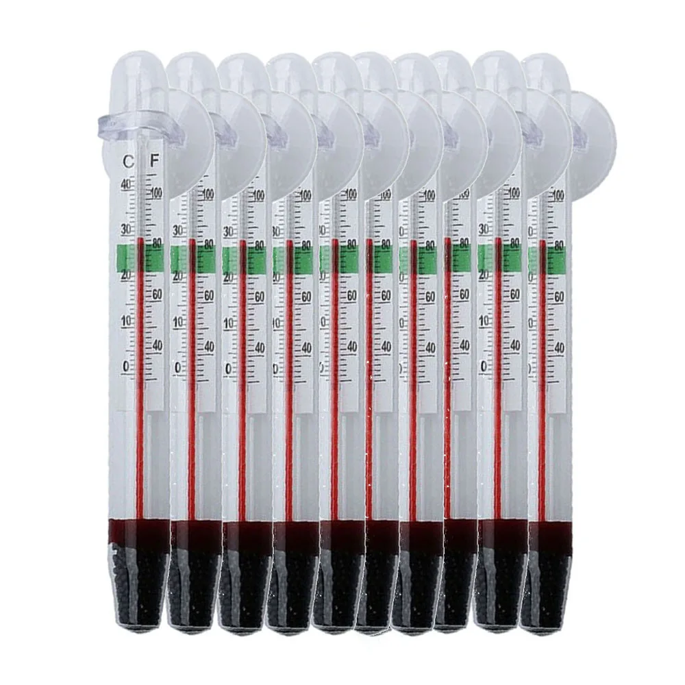10pcs Aquarium Thermometer Fish Tank Glass Thermometer Submersible