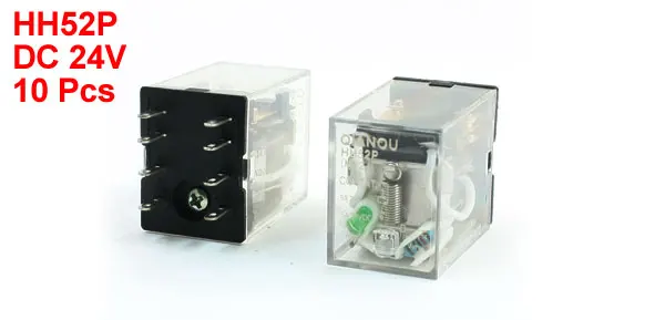 10pcs HH52P MY2J DC 24V Coil DPDT 8 Pin Electromagnetic Power Relay