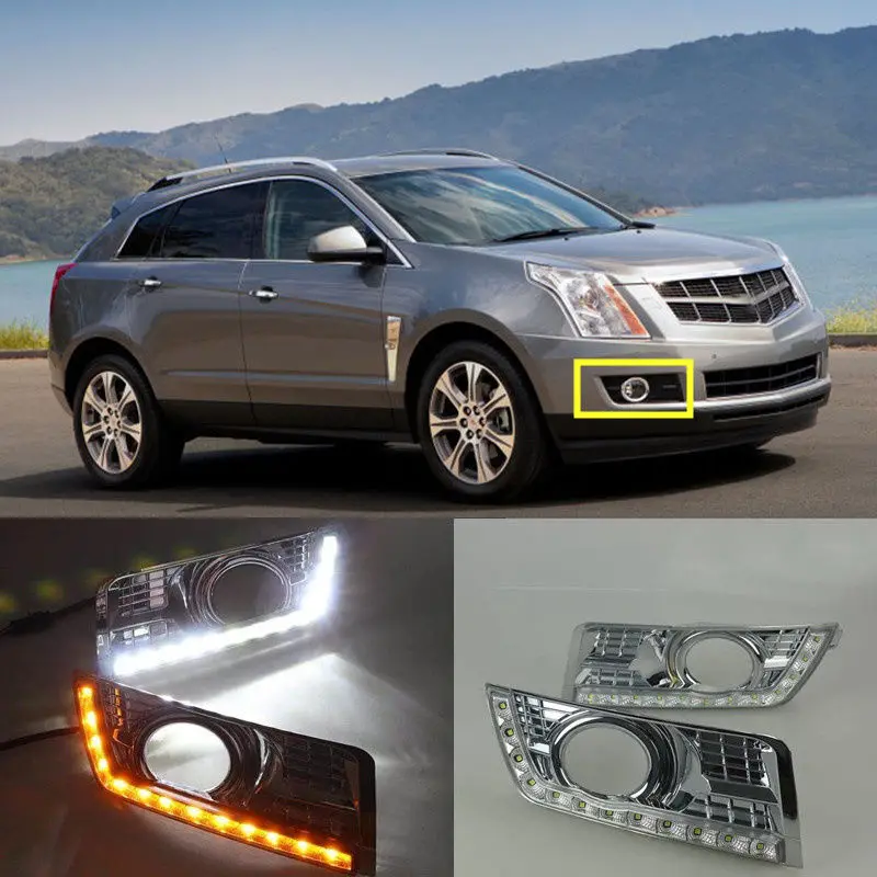 Пара светодиодный дневной ходовой свет DRL желтый сигнал поворота для Cadillac SRX 2010-16