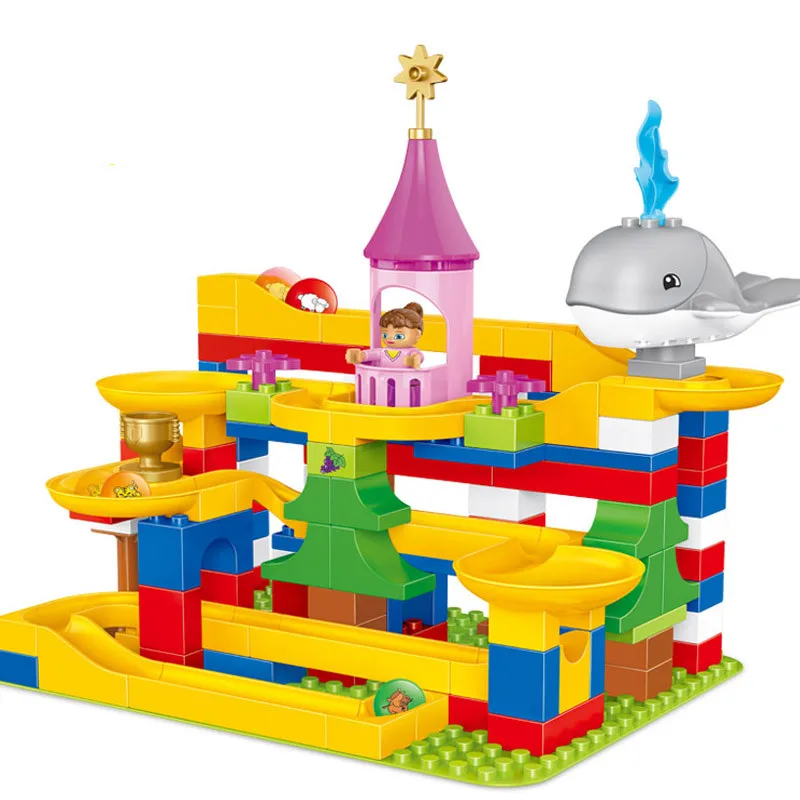 

48~137pcs Diy Duploe Marble Race Run Maze Balls Rolling Blocks Compatible With Legoingly Construction Bricks Toys For Children