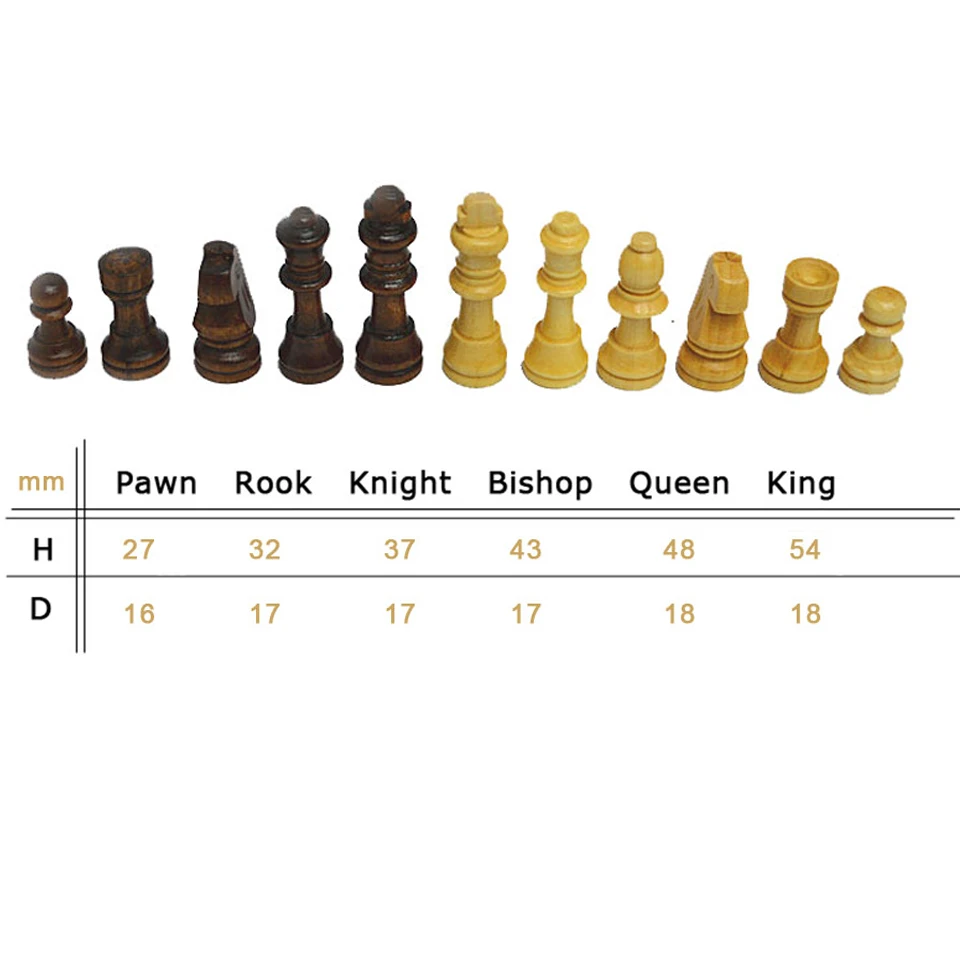 32 Pieces Wooden Chess King Height 54/65/80/92/105mm Chess Game Set Chessmen Competitions Set Kid Adult Gift IA14