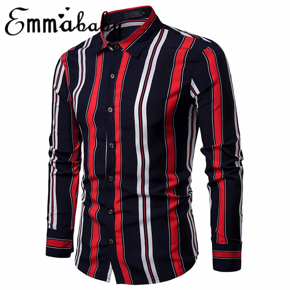 Модная мужская формальная Slim Regular Fit с длинным рукавом Стильная хлопок Роскошные рубашка Повседневное кнопка платье в деловом стиле рубашка Топы красный, белый