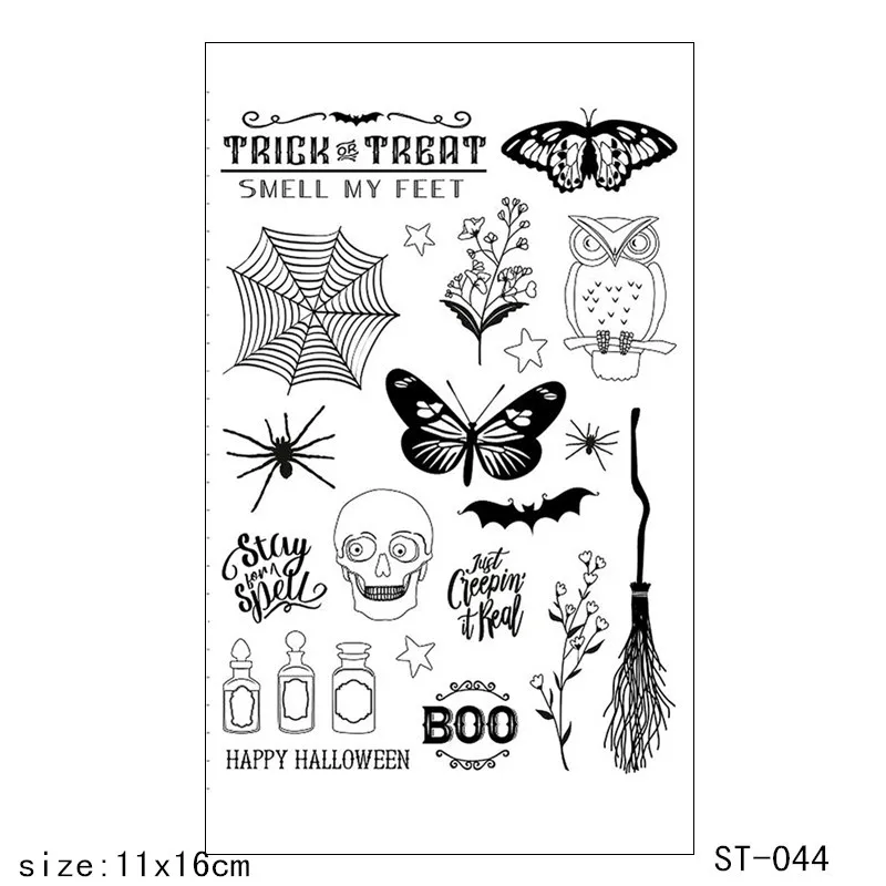 

ZhuoAng Happy Halloween/skull/witchcraft Transparent and Clear Stamp DIY Scrapbooking Album Card Making DIY Decoration Making