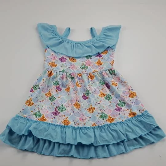 

Summer The Rainbow Fish Scales Print Boutique Dress Princess Dress