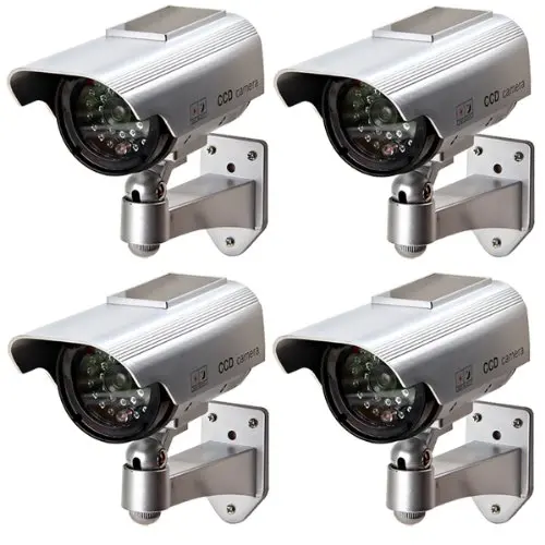 

4 X CCTV TELECAMERA FINTA DUMMY OUTDOOR DA SORVEGLIANZA PROFESSIONALE VIDEOCAMERA VIDEOSORVEGLIANZA WIRELESS SENZA FILI LED