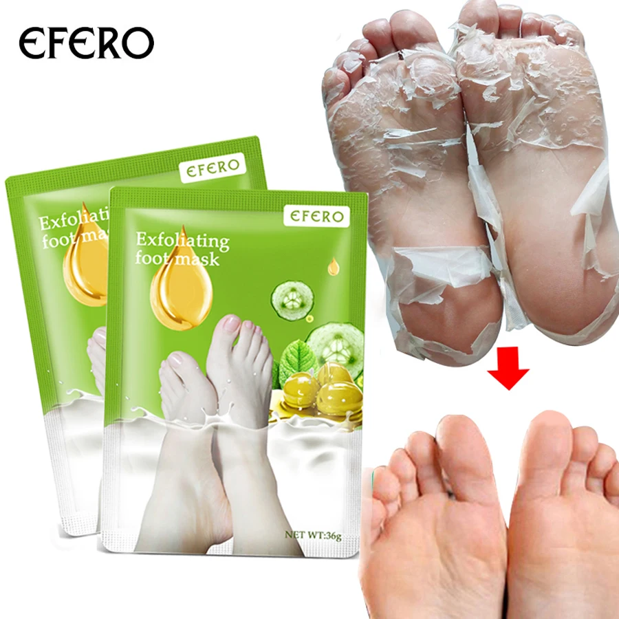 

EFERO 2pair=4pcs Olives Peeling Exfoliating Foot Mask for Legs Remove Dead Skin Cuticles Heel Foot Care Mask Socks for Pedicure