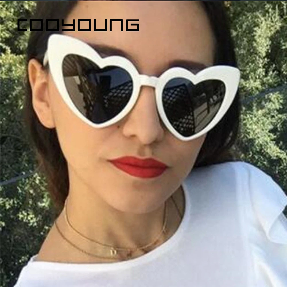 COOYOUNG солнцезащитные очки в форме сердца для женщин, фирменный дизайн, солнцезащитные очки в стиле ретро, очки в форме сердца, женские солнцезащитные очки для покупок, UV400