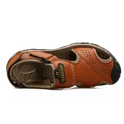 Оптовая Прямая доставка Для мужчин сандалии натуральная кожа мужские уличные сандалии повседневные мужские кожаные сандалии для мужская