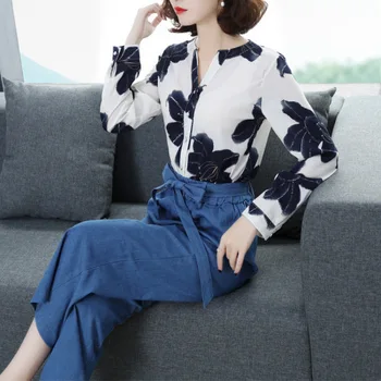 

Office Lady 2 Piece Set Women Pantalones Mujer Cintura Alta Print Conjunto Feminino Year-old Female Costume Pantalon Femme