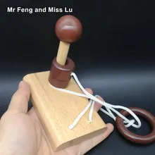 Одно деревянное кольцо, одна колонна, 3D деревянная игрушка, Детская струнная веревка, головоломка, IQ, магический трюк, логическая игра для взрослых