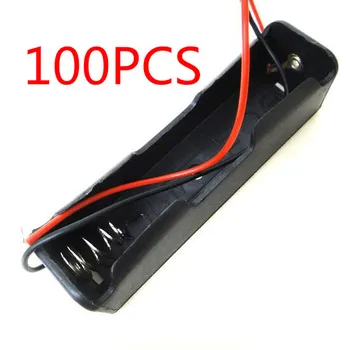 

100PCS Black Plastic 18650 Battery Case Holder Storage Box with Wire Leads for 18650 Batteries 3.7V Storage Box Case Holder