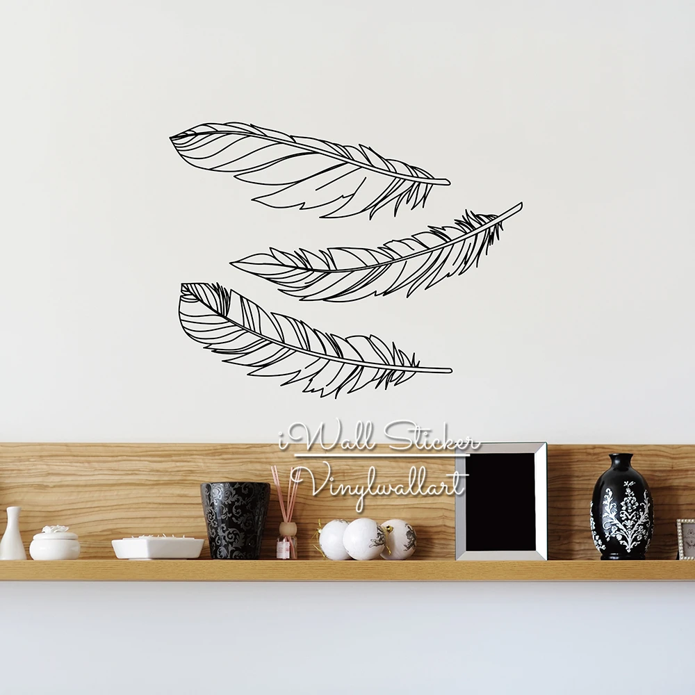 Feather Wall Sticker Feathers Wall Decal DIY Modern Flower Sticker Cut