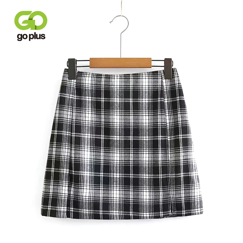 

GOPLUS Pencil Sexy High Waist Plaid Mini Skirt 2019 New Casual Women Office Lady Skirts Back Zipper Spring Summer Skirt C7139