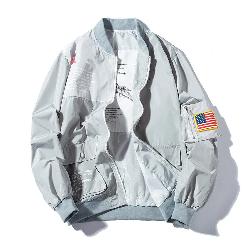 Весна, MA1, мужская куртка-бомбер, верхняя одежда, Япония, военный, летный пилот, куртки, Мужское пальто, верхняя одежда для колледжа, военная куртка - Цвет: grey thin