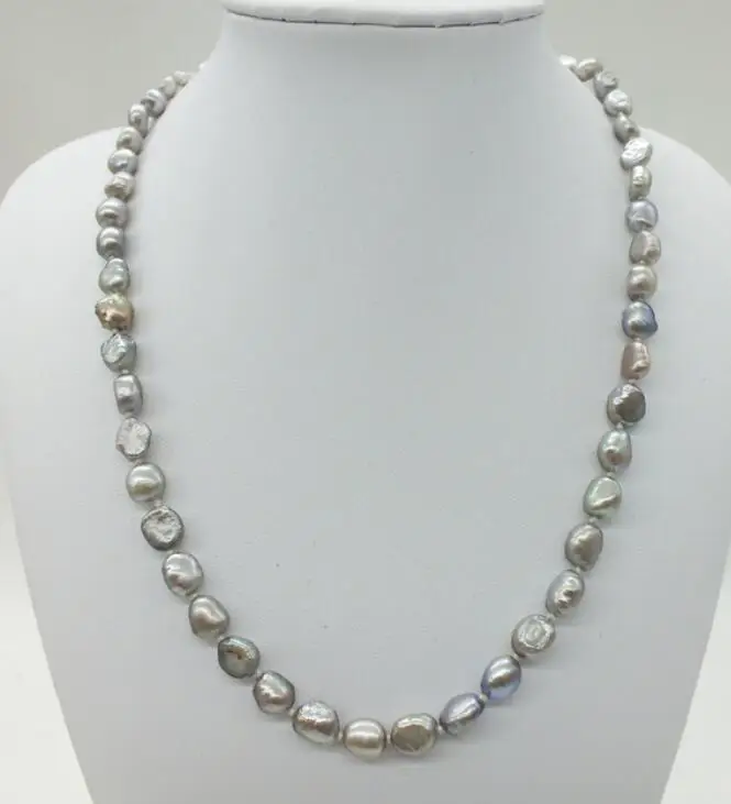 

Free Shipping , 6mm Natural Gray Tahiti Baroque Pearl Necklace 45cm
