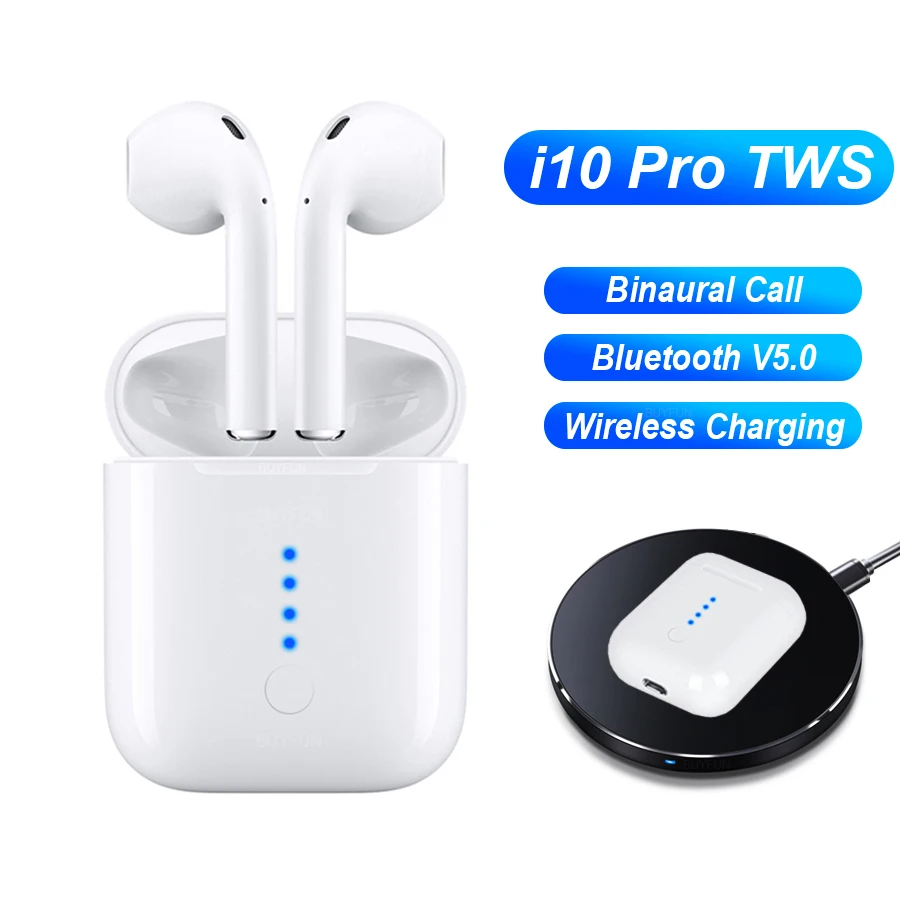 

New i10 pro tws wireless earphone bluetooth earphones wireless charging touch binaural call earbuds original i10-tws pk i12
