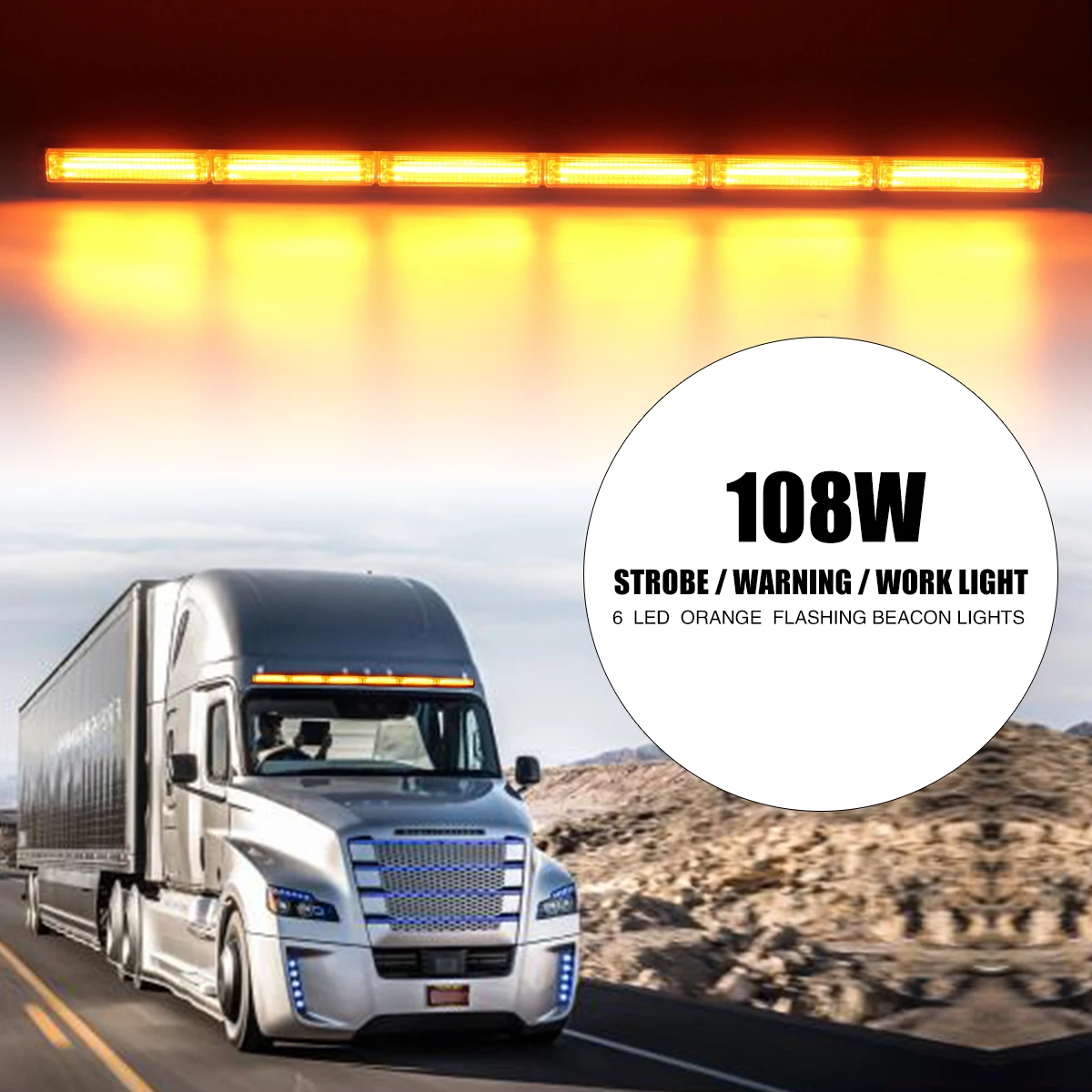 

Mofaner Universal 87.5cm 12V 108W 6 LED Super Bright LED Flash Strobe Light Bar Warning Auto 34.5Inch Decorative Yellow Lamp