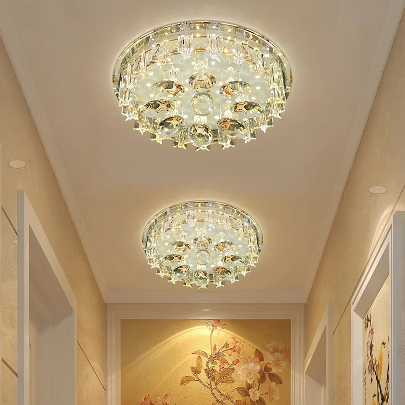 Хрустальная гардеробная потолочная лампа, светодиодная лампа на потолок в коридор, светодиодная лампа в прихожей, креативный цвет прихожей