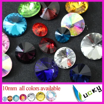 

Top quality 200pcs 10mm Super shiny Crystal Rivolis Round shape Fancy stones point back rhinestones jewelry strass beads