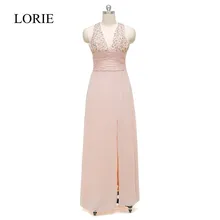 Vestidos De Gala Halter Chiffon Prom Kleider Lange 2017 Halfter Wulst Formalen Jugendliche Abend-festzug-kleid Party Kleider Bodenlangen