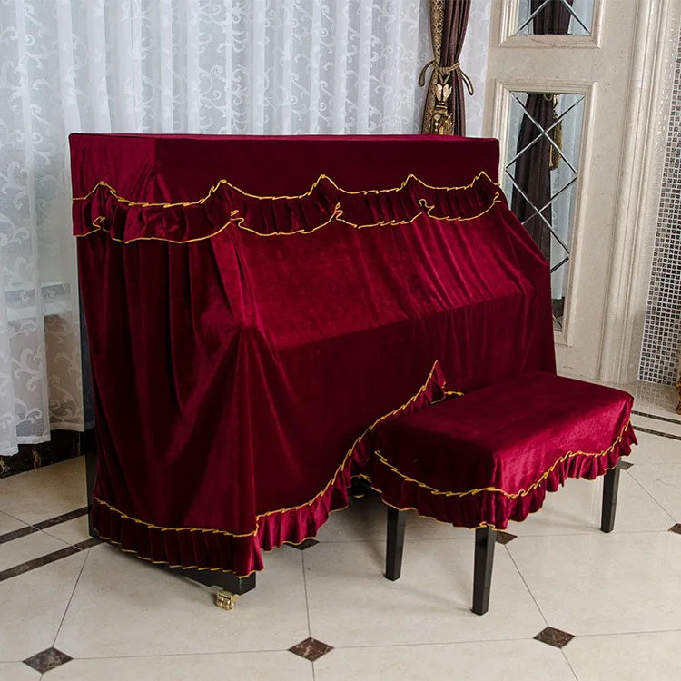 

1PC Pleuche High Quality Velvet Piano Cover Classical Style Upright Piano Dust Cover without Stool Cover Upright Piano KQ 008