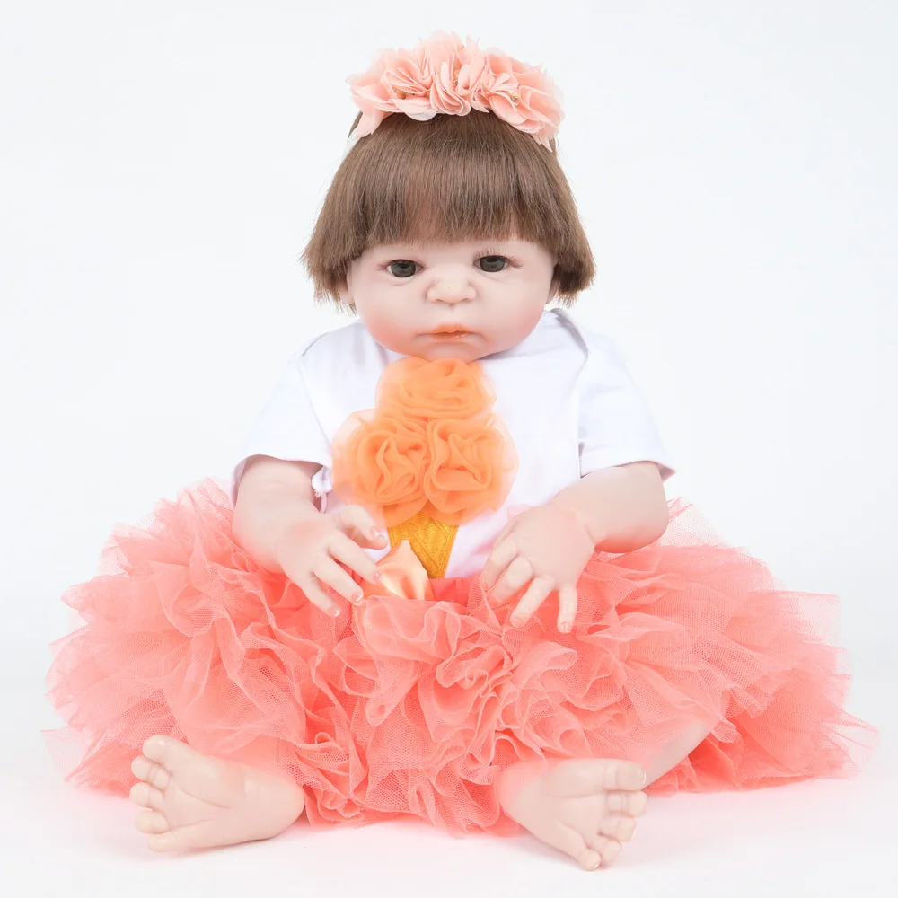 

55cm Soft Full Silicone Reborn Baby Doll Realistic Newborn Girl Dolls for Children Toy Birthday Christmas New Year Gift